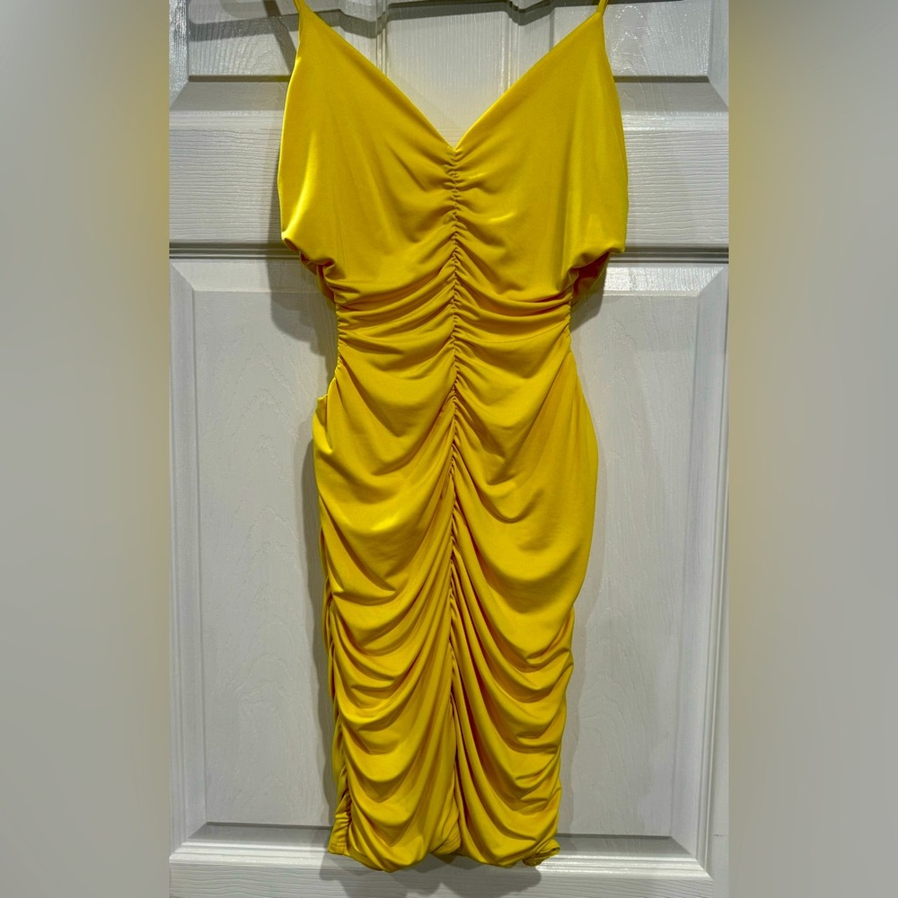 Fashion Nova Yellow Cut Out Club Dress